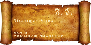 Nicsinger Vince névjegykártya